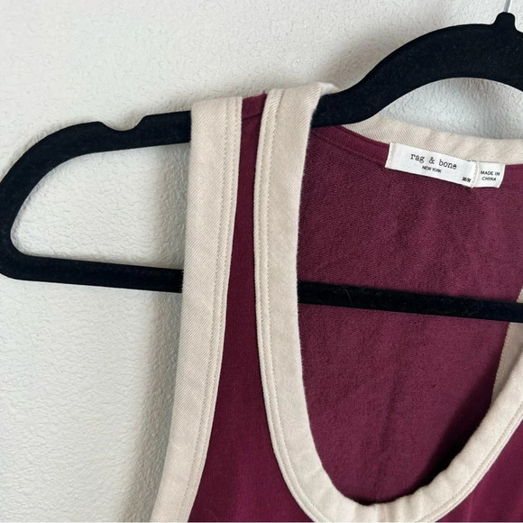 Rag & Bone Coast Two-Tone French Modal-blend Terry Mini Dress Claret Medium - Picture 5 of 12